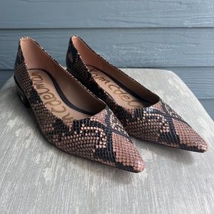 Sam Edelman Leather Snake Embossed Chunky Heel Flat